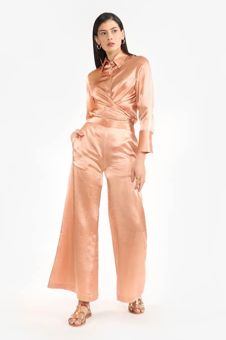 Buy Perona Orange Cotton Solid Collared Azaria Shirt Online at Aza Fashions Buy_Perona_Orange Cotton Solid Collared Azaria Shirt _Online_at_Aza_Fashions