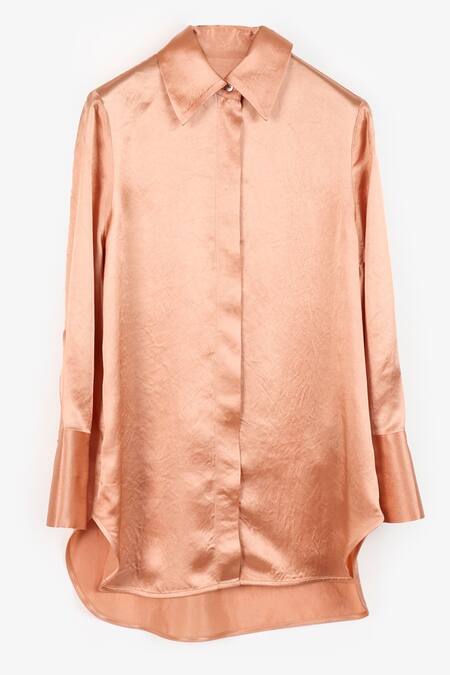 Shop Perona Orange Cotton Solid Collared Azaria Shirt Online at Aza Fashions Shop_Perona_Orange Cotton Solid Collared Azaria Shirt _Online_at_Aza_Fashions