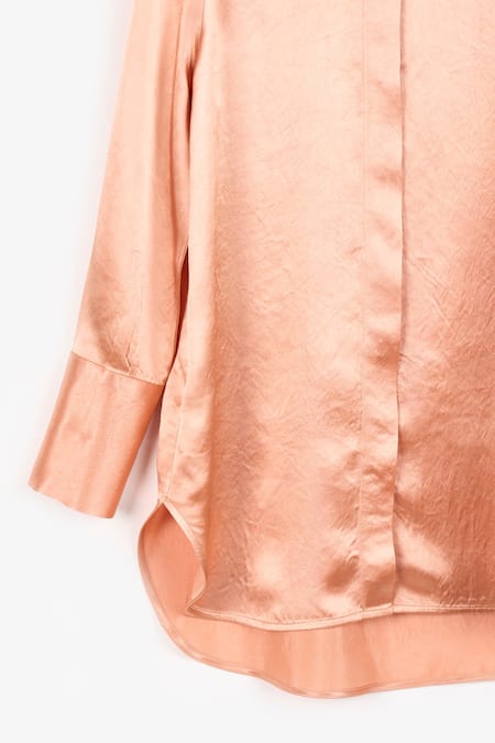 Perona Orange Cotton Solid Collared Azaria Shirt at Aza Fashions Perona_Orange Cotton Solid Collared Azaria Shirt _at_Aza_Fashions