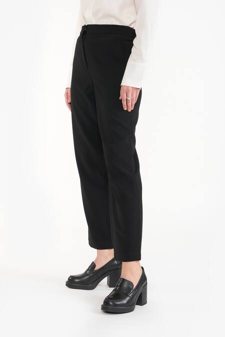 Buy Perona Blue Cotton Solid Camille Trouser Online at Aza Fashions Buy_Perona_Blue Cotton Solid Camille Trouser _Online_at_Aza_Fashions