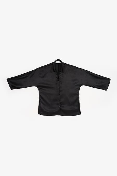 Shop_Perona_Black Cotton Solid Collared Cynthia Shirt 