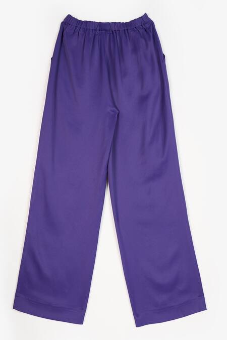 Perona Purple Cotton Solid Elina Trouser Online at Aza Fashions Perona_Purple Cotton Solid Elina Trouser _Online_at_Aza_Fashions