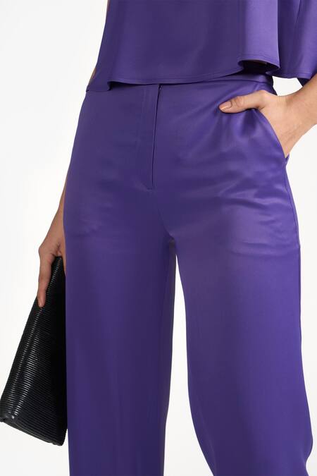 Buy Perona Purple Cotton Solid Elina Trouser Online at Aza Fashions Buy_Perona_Purple Cotton Solid Elina Trouser _Online_at_Aza_Fashions