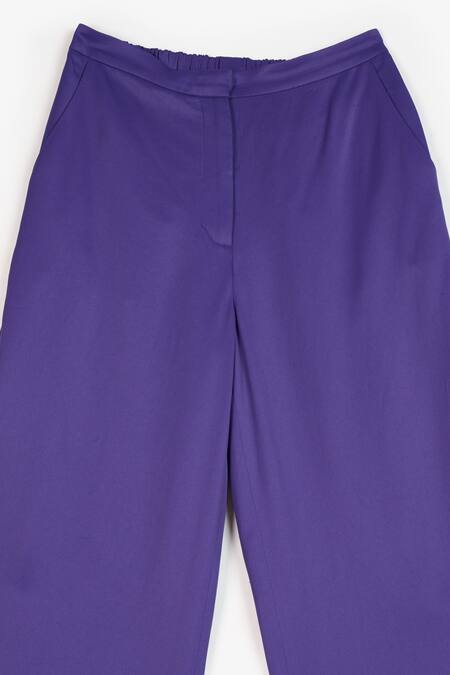 Buy Perona Purple Cotton Solid Elina Trouser Buy_Perona_Purple Cotton Solid Elina Trouser