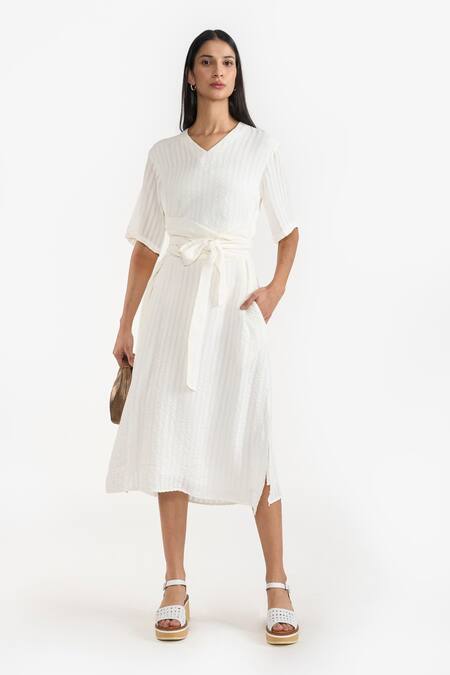 PERONA Etsu Stripe Detailed Midi Dress 