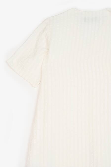 Buy Perona White Cotton Stripe V Neck Etsu Detailed Midi Dress Online at Aza Fashions Buy_Perona_White Cotton Stripe V Neck Etsu Detailed Midi Dress _Online_at_Aza_Fashions