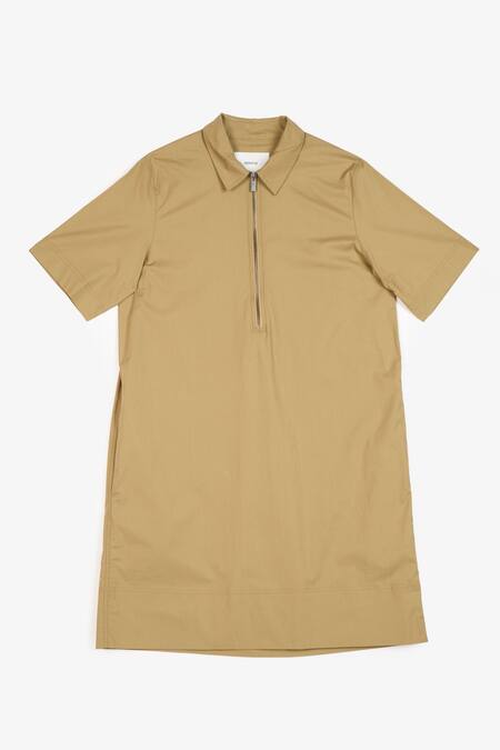 Perona Green Cotton Solid Collared Greta Short Dress at Aza Fashions Perona_Green Cotton Solid Collared Greta Short Dress _at_Aza_Fashions