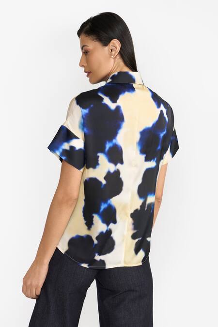 Shop Perona Multi Color Cotton Print Abstract Collared Neck Monroe Shirt at Aza Fashions Shop_Perona_Multi Color Cotton Print Abstract Collared Neck Monroe Shirt _at_Aza_Fashions