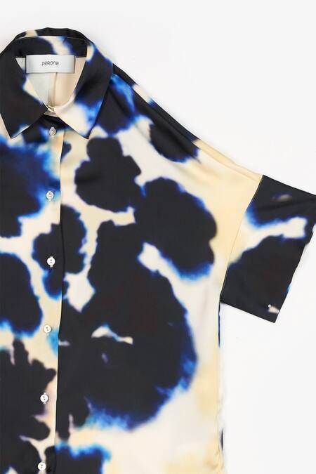 Buy Perona Multi Color Cotton Print Abstract Collared Neck Monroe Shirt Buy_Perona_Multi Color Cotton Print Abstract Collared Neck Monroe Shirt