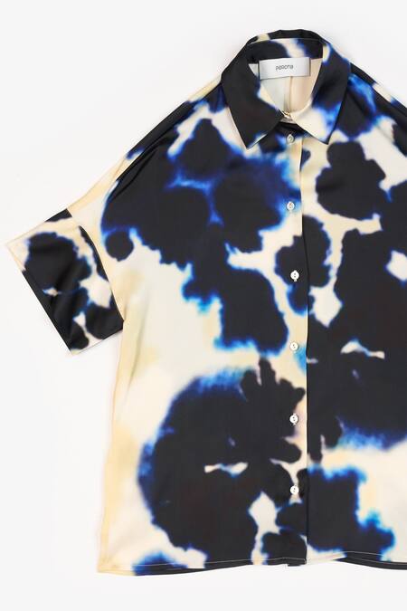 Shop Perona Multi Color Cotton Print Abstract Collared Neck Monroe Shirt Shop_Perona_Multi Color Cotton Print Abstract Collared Neck Monroe Shirt