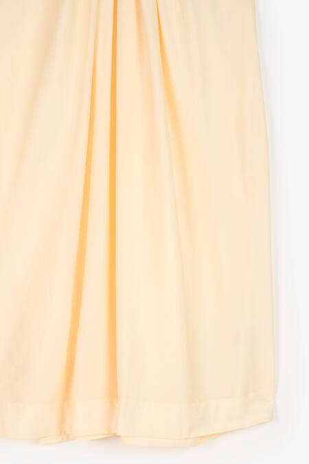 Shop_Perona_Yellow Cotton Plain Halter Neck Scarlett Draped Fluid Dress _Online_at_Aza_Fashions