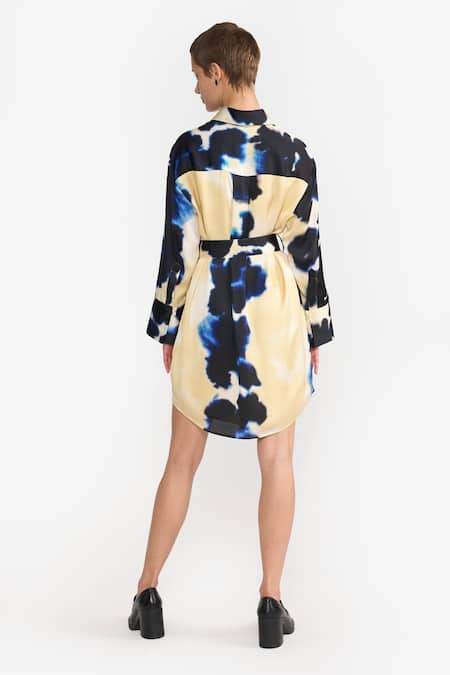 Shop Perona Multi Color Cotton Print Abstract Collared Neck Stella Dress at Aza Fashions Shop_Perona_Multi Color Cotton Print Abstract Collared Neck Stella Dress _at_Aza_Fashions