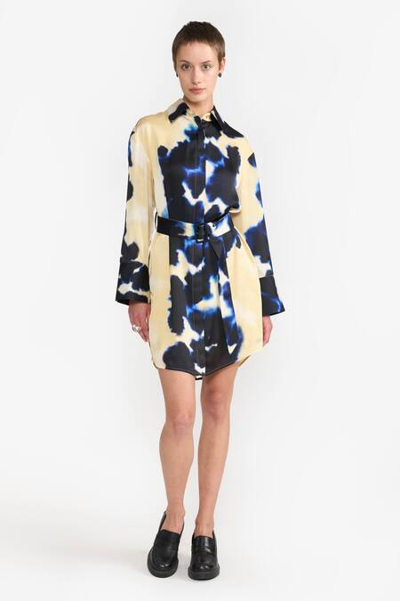 Shop Perona Multi Color Cotton Print Abstract Collared Neck Stella Dress Online at Aza Fashions Shop_Perona_Multi Color Cotton Print Abstract Collared Neck Stella Dress _Online_at_Aza_Fashions