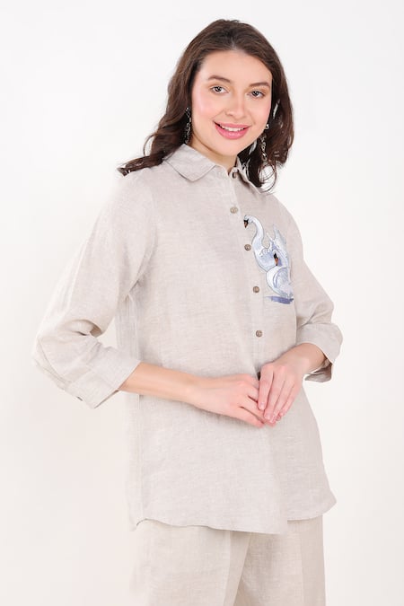 Shop Linen Bloom Beige Linen Straight Pant Online at Aza Fashions Shop_Linen Bloom_Beige Linen Straight Pant _Online_at_Aza_Fashions