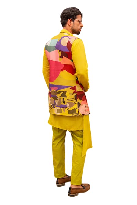 Soniya G Asymmetric Draped Kurta & Bundi Set 