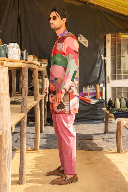 Shop_Soniya G_Multi Color Silk, Cotton Abstract Print Kurta And Pant Set _Online_at_Aza_Fashions