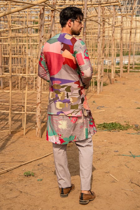 Soniya G Abstract Floral Print Bundi & Kurta Set 