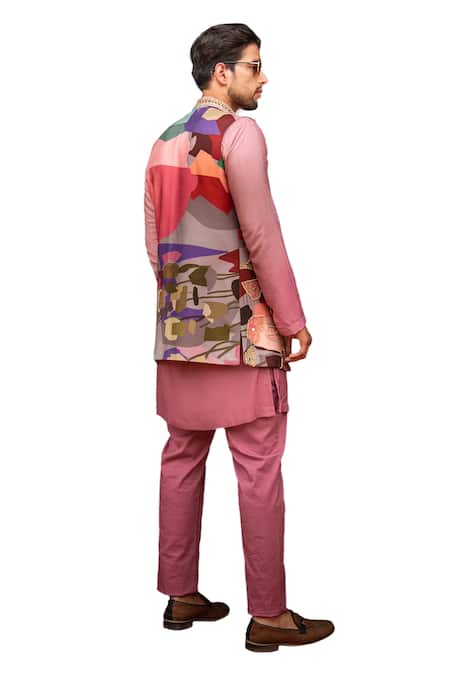 Buy Soniya G Purple Silk, Cotton Stones, Mirrors Abstract Floral Printed Bundi Kurta Set Buy_Soniya G_Purple Silk, Cotton Stones, Mirrors Abstract Floral Printed Bundi Kurta Set