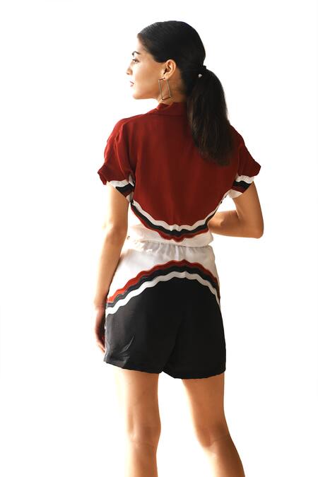 East14 White Cotton, Crepe Collared Alley Brush Stroke Print Shirt Online at Aza Fashions East14_White Cotton, Crepe Collared Alley Brush Stroke Print Shirt_Online_at_Aza_Fashions