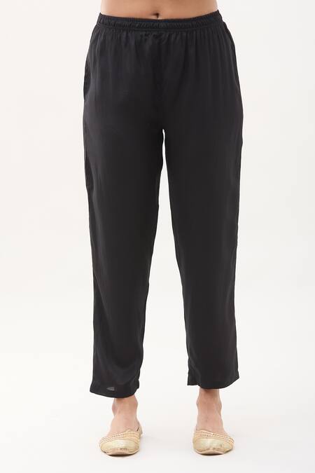 Shop Samyukta Singhania Black Denim, Satin, Chiffon Sequins, Zardozi Embellished Kurta Pant Set Online at Aza Fashions Shop_Samyukta Singhania_Black Denim, Satin, Chiffon Sequins, Zardozi Embellished Kurta Pant Set _Online_at_Aza_Fashions