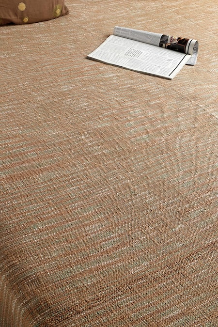 Shop Design Gaatha Brown 100% Cotton Tie And Dye Handwoven Bed Cover at Aza Fashions Shop_Design Gaatha_Brown 100% Cotton Tie And Dye Handwoven Bed Cover_at_Aza_Fashions