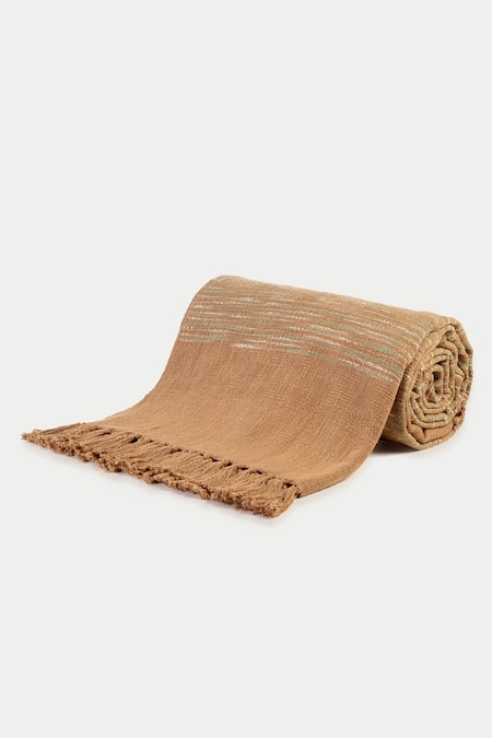 Design Gaatha Brown 100% Cotton Tie And Dye Handwoven Bed Cover Online at Aza Fashions Design Gaatha_Brown 100% Cotton Tie And Dye Handwoven Bed Cover_Online_at_Aza_Fashions