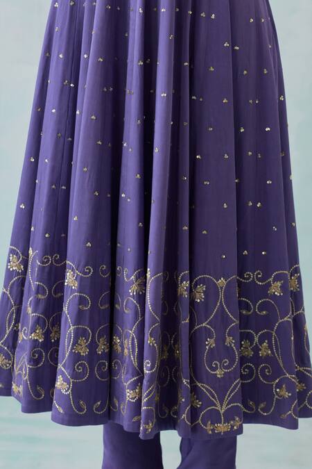 Ikshita Choudhary Purple Satin, Chiffon Embroidery, Sequins Round Neck, Keyhole Hand Anarkali Set at Aza Fashions Ikshita Choudhary_Purple Satin, Chiffon Embroidery, Sequins Round Neck, Keyhole Hand Anarkali Set _at_Aza_Fashions