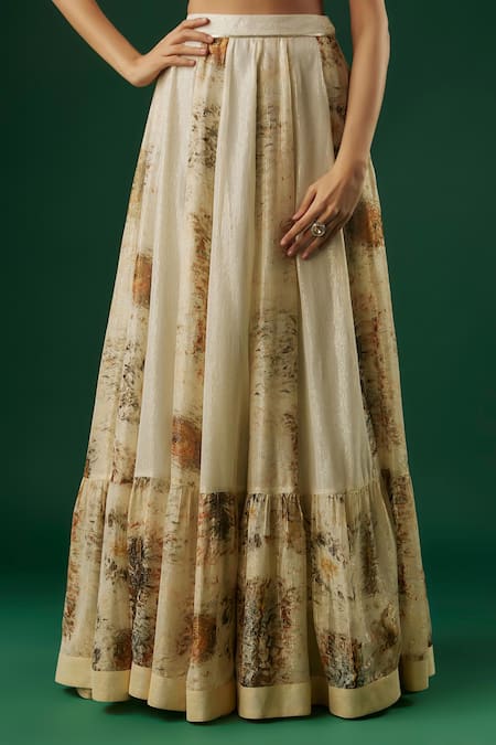 Shop Breathe By Aakanksha Singh Ivory Brocade, Georgette Sequins One Cassandra Printed Textured Lehenga Set Online at Aza Fashions Shop_Breathe By Aakanksha Singh_Ivory Brocade, Georgette Sequins One Cassandra Printed Textured Lehenga Set _Online_at_Aza_Fashions