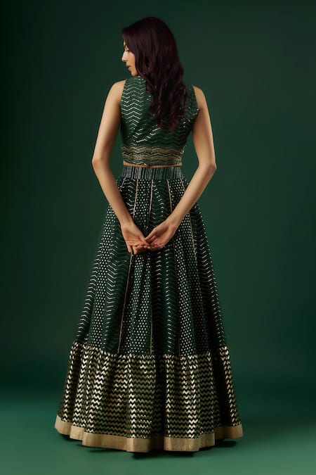 Breathe By Aakanksha Singh Mystic Embellished Chevron Lehenga Set 