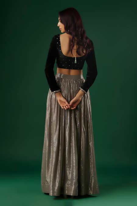 Breathe By Aakanksha Singh Sorcery Textured Lehenga Embellished Blouse Set 