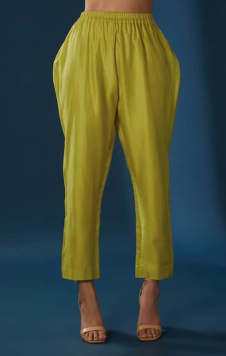 BAIDEHI Green Chanderi, Organza Sequins, Beads Round Neck Embroidered Kurta Pant Set Online at Aza Fashions BAIDEHI_Green Chanderi, Organza Sequins, Beads Round Neck Embroidered Kurta Pant Set _Online_at_Aza_Fashions