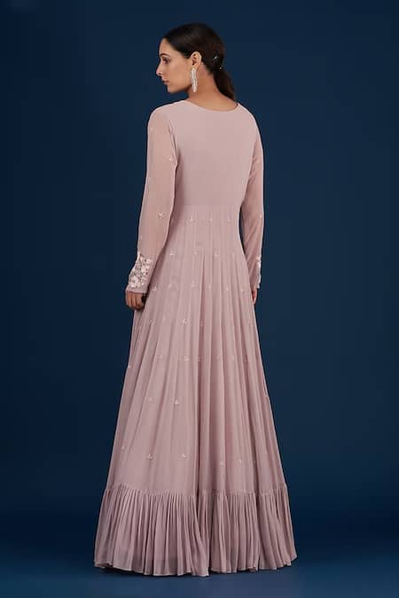 Shop BAIDEHI Purple Georgette Cut Work, Pearls, Sequins Dabka Floral Embroidered Anarkali at Aza Fashions Shop_BAIDEHI_Purple Georgette Cut Work, Pearls, Sequins Dabka Floral Embroidered Anarkali _at_Aza_Fashions