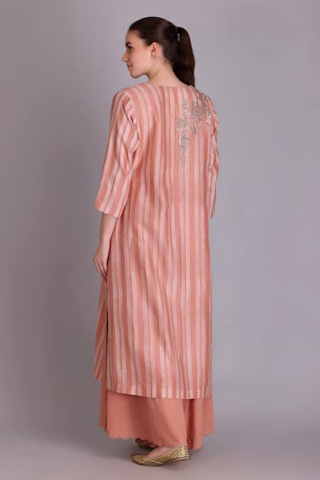 Suvastram Chanderi Geometric Print Straight Kurta & Palazzo Set 