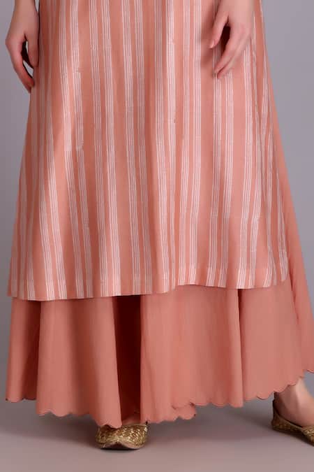 Buy Suvastram Pink Chanderi Silk, Cotton, Organza Geometric Print Straight Kurta And Palazzo Set Online at Aza Fashions Buy_Suvastram_Pink Chanderi Silk, Cotton, Organza Geometric Print Straight Kurta And Palazzo Set _Online_at_Aza_Fashions