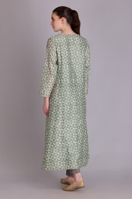 Suvastram Geometric Print Kurta Pant Set 