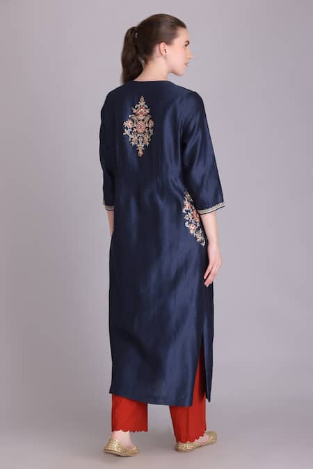 Suvastram A-line Sequin Embroidered Kurta Pant Set 