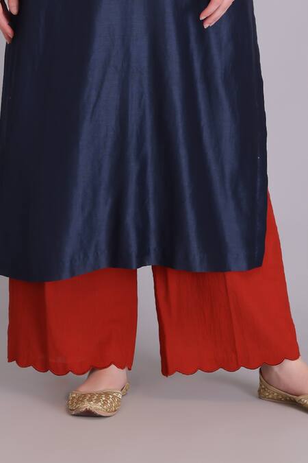 Buy Suvastram Blue Chanderi Silk, Cotton Sequins, Embroidery, Tassels A-line Kurta Pant Set Online at Aza Fashions Buy_Suvastram_Blue Chanderi Silk, Cotton Sequins, Embroidery, Tassels A-line Kurta Pant Set _Online_at_Aza_Fashions