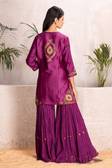 Suvastram Embroidered Kurta Sharara Set 