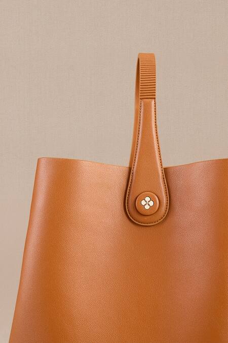 Shop Ampm Brown Cut Work Maira Bucket Bag Shop_Ampm_Brown Cut Work Maira Bucket Bag