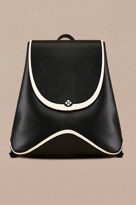 Ampm Black Colorblocked Faux Leather Backpack Online at Aza Fashions Ampm_Black Colorblocked Faux Leather Backpack_Online_at_Aza_Fashions