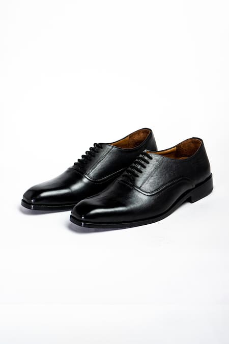 Shop_Aniket Gupta_Black Sagir Leather Formal Shoes _at_Aza_Fashions