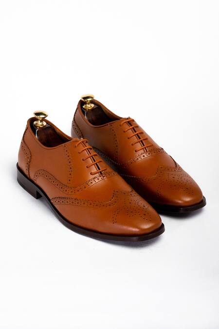 Shop_Aniket Gupta_Brown Tango Leather Shoes _at_Aza_Fashions