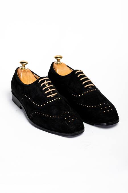 Shop_Aniket Gupta_Black Barfi Laced Up Shoes _at_Aza_Fashions