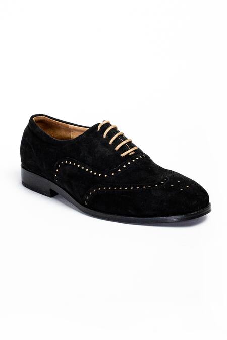 Aniket Gupta_Black Barfi Laced Up Shoes _Online_at_Aza_Fashions