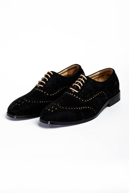 Buy_Aniket Gupta_Black Barfi Laced Up Shoes _Online_at_Aza_Fashions