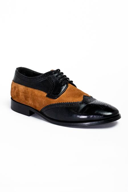 Aniket Gupta_Black Two Tone Leather Shoes _Online_at_Aza_Fashions
