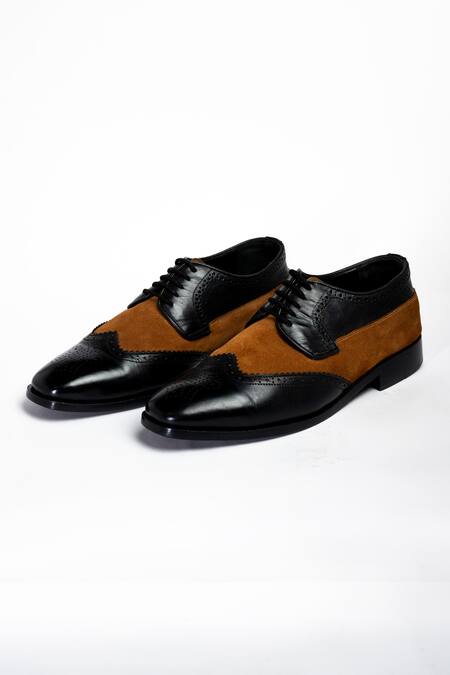 Buy_Aniket Gupta_Black Two Tone Leather Shoes _Online_at_Aza_Fashions
