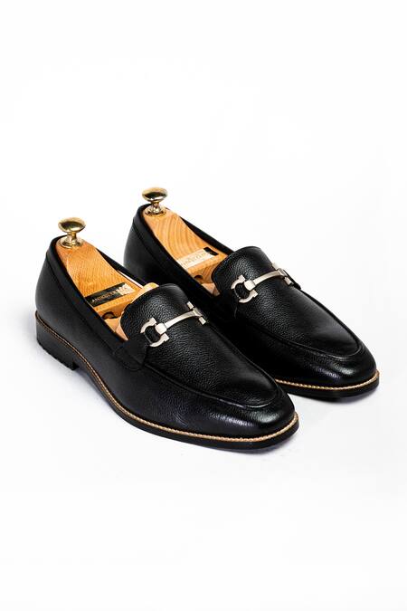 Shop_Aniket Gupta_Black Omega 2 Solid Shoes _at_Aza_Fashions
