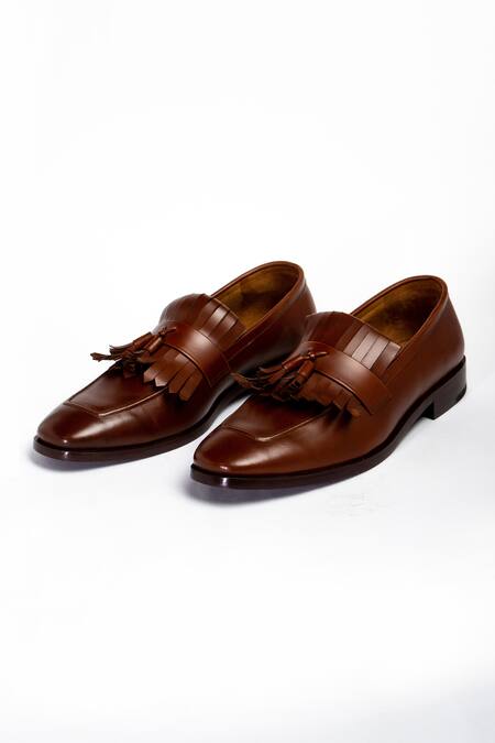 Buy_Aniket Gupta_Brown Ghungroo Frilled Shoes _Online_at_Aza_Fashions