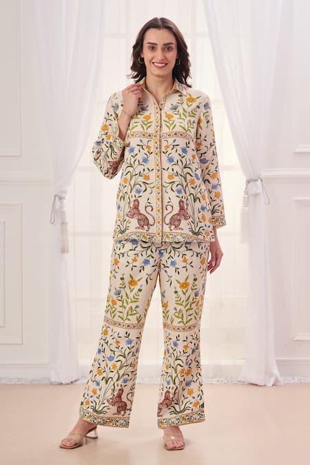 Taroob Safari Print Shirt & Pant Set 